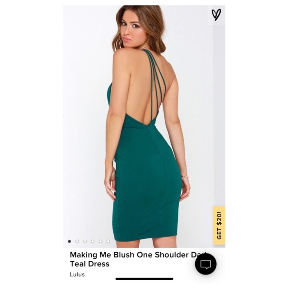 Lulus Making Me Blush One Shoulder Dark Teal Dress